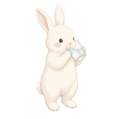 水を飲むうさぎ